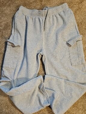 Kids Gray Cargo Jogger Sweatpants - Soft Pull-On Bottoms